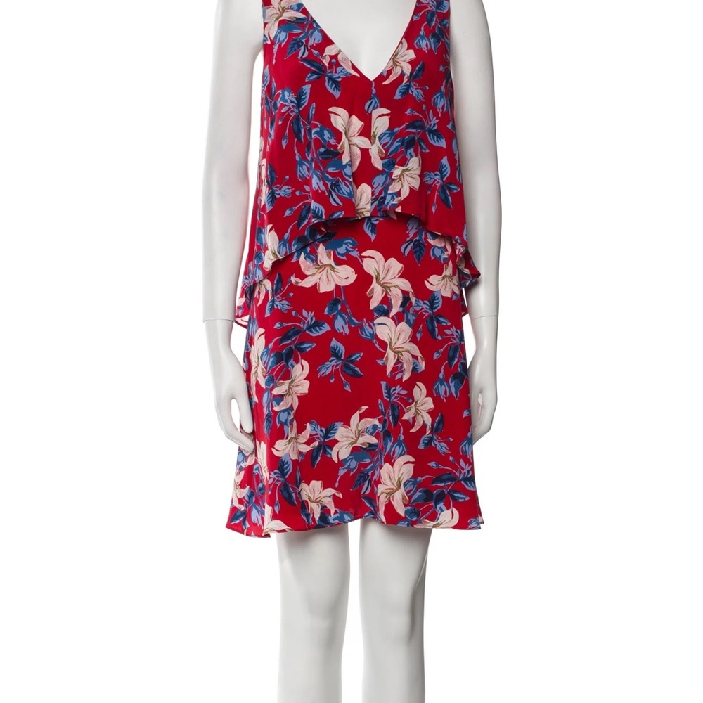 INTERMIX Red and White Ruffled Tiered Mini Sundress